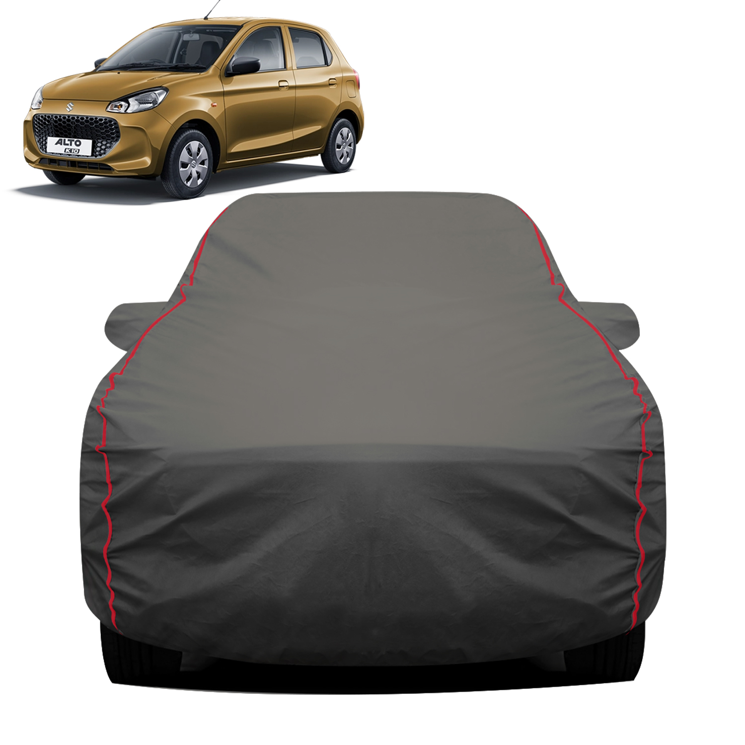 Carzex 2X2 Heavy Duty Red Border Car Body Cover for Maruti Suzuki Alto K10